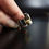 Thumbnail: 20th Century Brutalist 925 Silver / Gold Ring with Pearl & Black Crystal