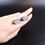 Thumbnail: Mid Century Modern Rectangle Geometric Purple Blue Silver Plated Cufflinks