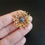 Thumbnail: Mid Century Modern Modernist 18ct Gold Diamond Sapphire Coral Brooch Handmade