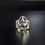 Thumbnail: 20th Century Artcraft /  Art Nouveau 925 Silver / Gold Ring With Turquoise