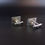 Thumbnail: Mid Century Modern Rectangle Geometric Purple Blue Silver Plated Cufflinks
