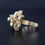 Thumbnail: Modernist Pagoda Dome Coral Tree Bark Cocktail Ring 14 Carat Gold Opal 8.4gr
