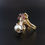 Thumbnail: Modernist Sculptural 14 Carat Gold Pearl Ruby Abstract Statement Ring