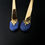 Thumbnail: Modernist Scandinavian Style Gold Sterling Silver Lapis Lazuri Long Earrings