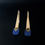 Thumbnail: Modernist Scandinavian Style Gold Sterling Silver Lapis Lazuri Long Earrings