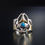 Thumbnail: 20th Century Artcraft /  Art Nouveau 925 Silver / Gold Ring With Turquoise