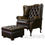 Thumbnail: Brown Leather Fleming And Howland Chesterfield Wingback Armchair Foot Stool Set