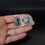 Thumbnail: Vintage Modernist Mexican Taxco 925 Sterling Silver Glass Fire Opal  Cufflinks