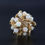 Thumbnail: Modernist Pagoda Dome Coral Tree Bark Cocktail Ring 14 Carat Gold Opal 8.4gr