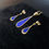 Thumbnail: Modernist 9ct Gold Lapis Lazuli Tear Drop Dangle Earrings / Pendant Inlay Work