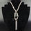 Thumbnail: Vintage Art Deco Turkish Sterling Silver 900 Niellos Onxy Opsidian Long Necklace
