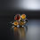 Thumbnail: 20th Century Round Baltic Amber 4 Color 925 Sterling Silver Mother Ring