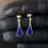 Thumbnail: Modernist 9ct Gold Lapis Lazuli Tear Drop Dangle Earrings / Pendant Inlay Work
