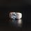 Thumbnail: Modernist 20th Century Sterling Silver Bark Effect Topaz Zircon Unisex Ring