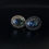 Thumbnail: Vintage Modernist Mexican Taxco 925 Sterling Silver Glass Fire Opal  Cufflinks