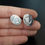 Thumbnail: Art Deco Modernist Geometric Sterling Silver Double Sided Cufflink H E Initial