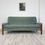 Thumbnail: 1970's Oak Green Draylon 3 Seater Sofa Regently Upholstered Wimbledon London