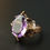 Thumbnail: Art Nouveau Art Crafts Gold Amethyst Ring 14CT 9CT Rose Gold Dress Ring