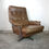 Thumbnail: Arne Norell Brown Leather Chrome High Back Swivel Armchair Vatne Mobler 1970's