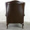 Thumbnail: Brown Leather Fleming And Howland Chesterfield Wingback Armchair Foot Stool Set