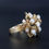 Thumbnail: Modernist Pagoda Dome Coral Tree Bark Cocktail Ring 14 Carat Gold Opal 8.4gr