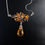 Thumbnail: Modernist Vintage Flower Golden Amber Effect Resin Sterling Silver Necklace