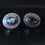 Thumbnail: Vintage Modernist Mexican Taxco 925 Sterling Silver Glass Fire Opal  Cufflinks