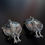 Thumbnail: Unusual Vintage Siam Sterling Silver Peacock Clip On 1950's Earrings