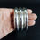 Thumbnail: Vintage Modernist Egyptian Heavy Silver Cuff Bracelet Unisex 73.2 gr Hallmarked