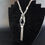 Thumbnail: Vintage Art Deco Turkish Sterling Silver 900 Niellos Onxy Opsidian Long Necklace