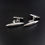 Thumbnail: Art Deco French Silver Japanese SHAKUDO  Black Enamel Cufflinks Square Stripe