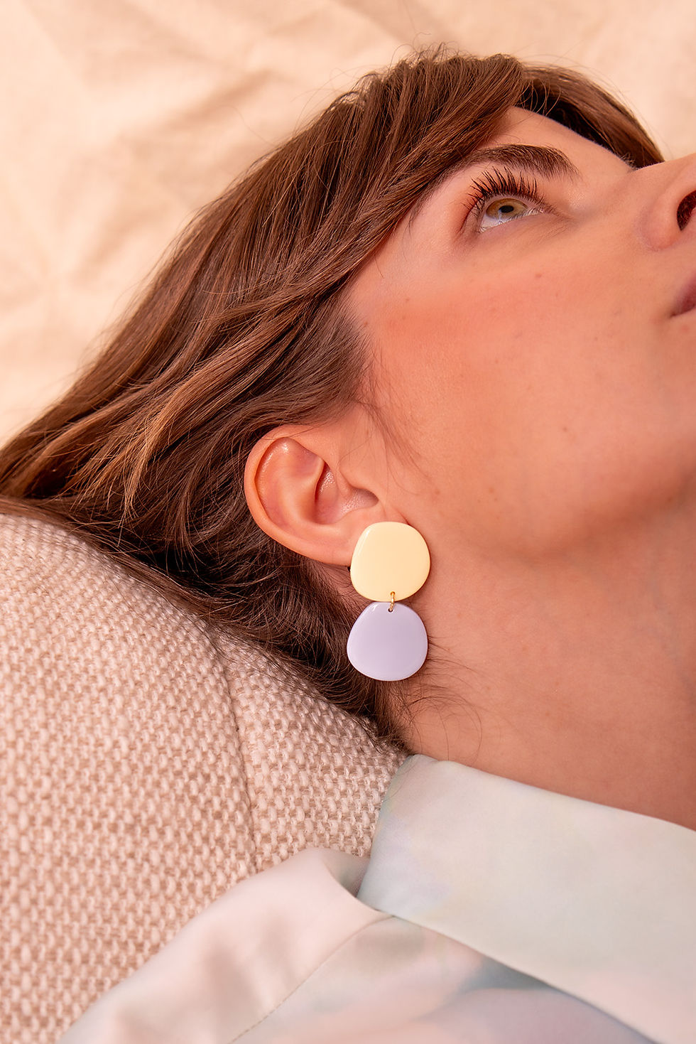 Miniatura: Pendientes Maite - Amarillo mantequilla y azul agua