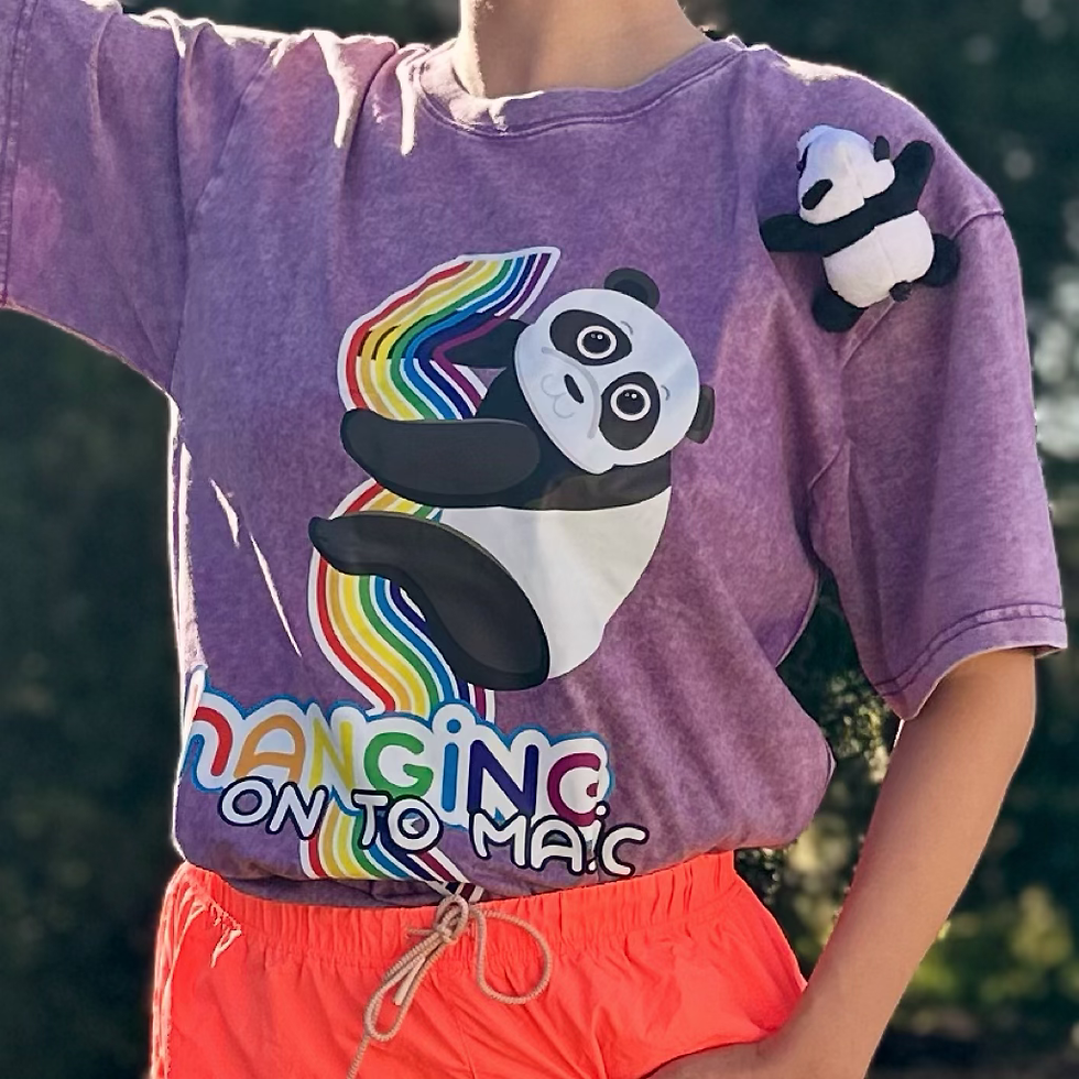 Thumbnail: Hanging On To "Majic" Rainbow Panda Vintage 220G Cotton T-Shirt