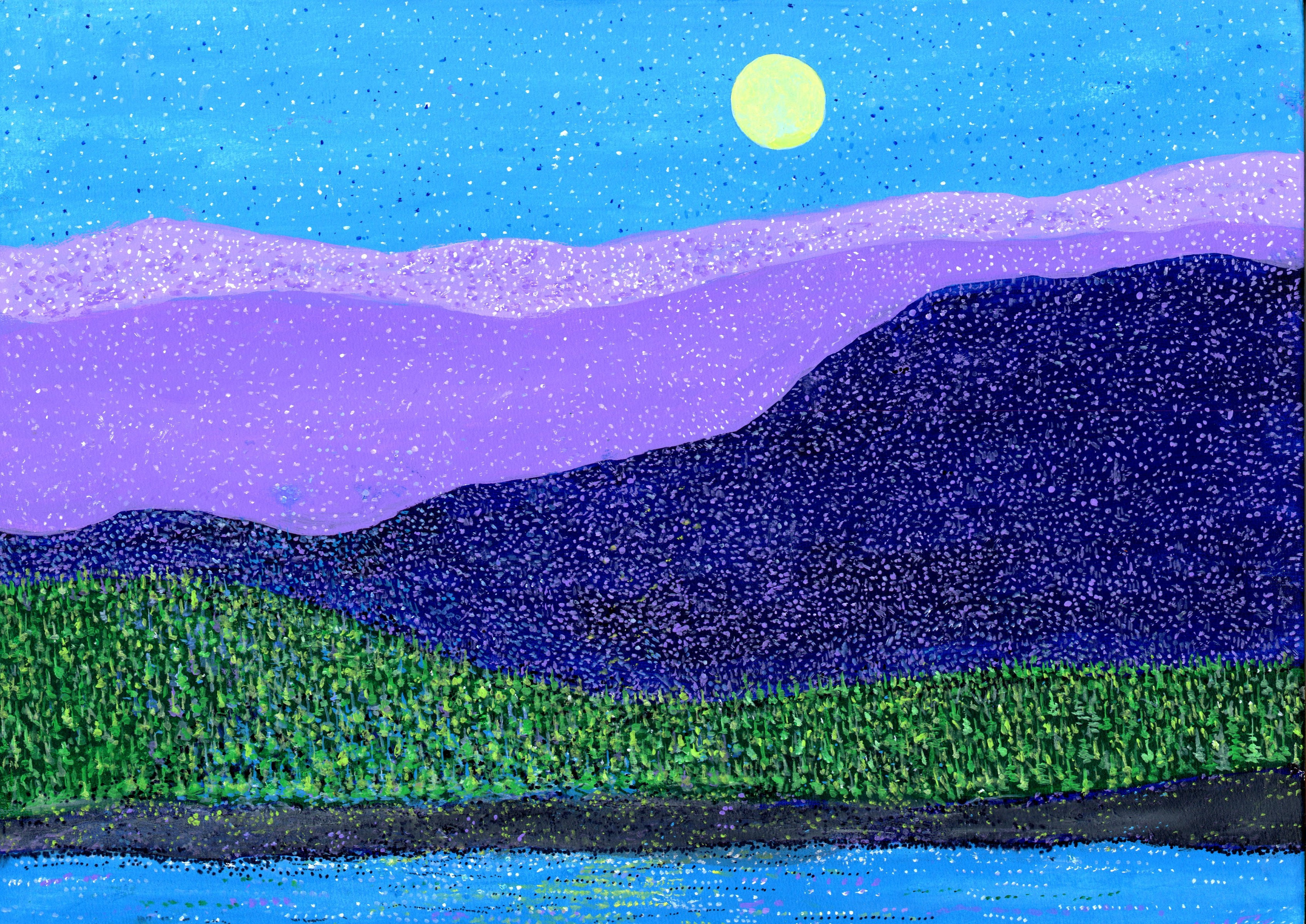 Moon Above Rivers and Forests