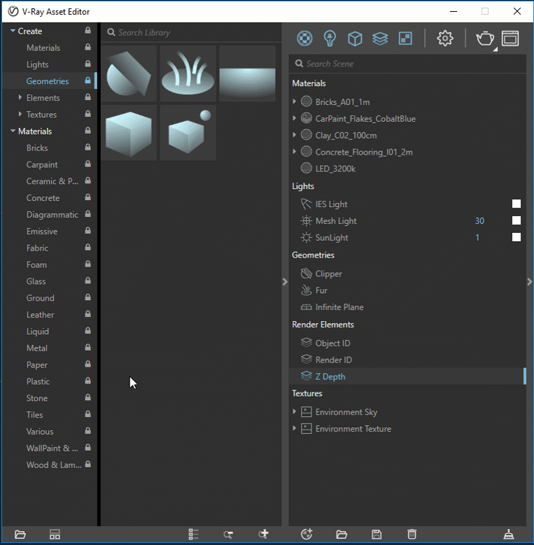 Novo Asset Editor do V-Ray Next