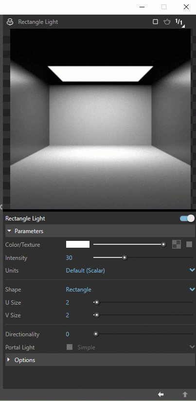 Previsualização da Rectangle Light no V-Ray para SketchUp