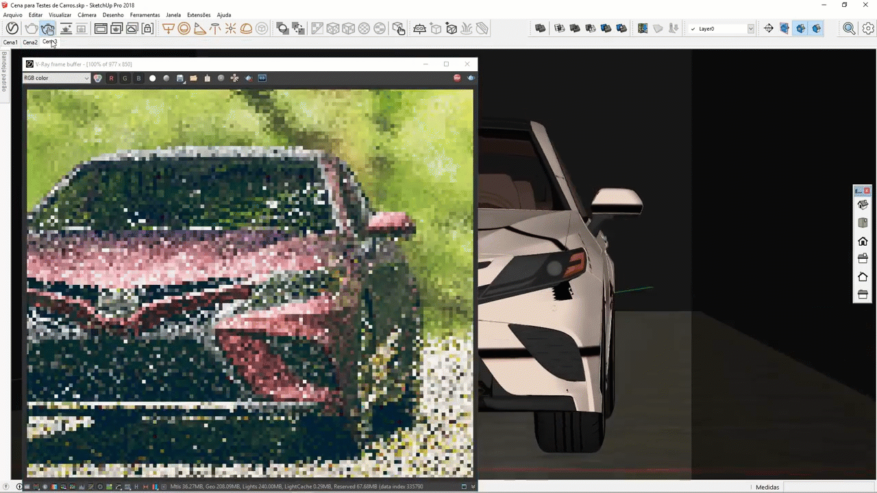 Resultado do Nvidia AI Denoiser no V-Ray Next