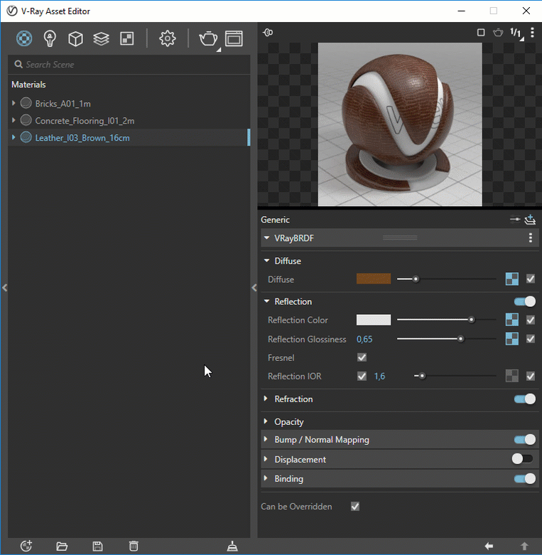 Configurações avançadas no novo Asset Editor do V-Ray Next