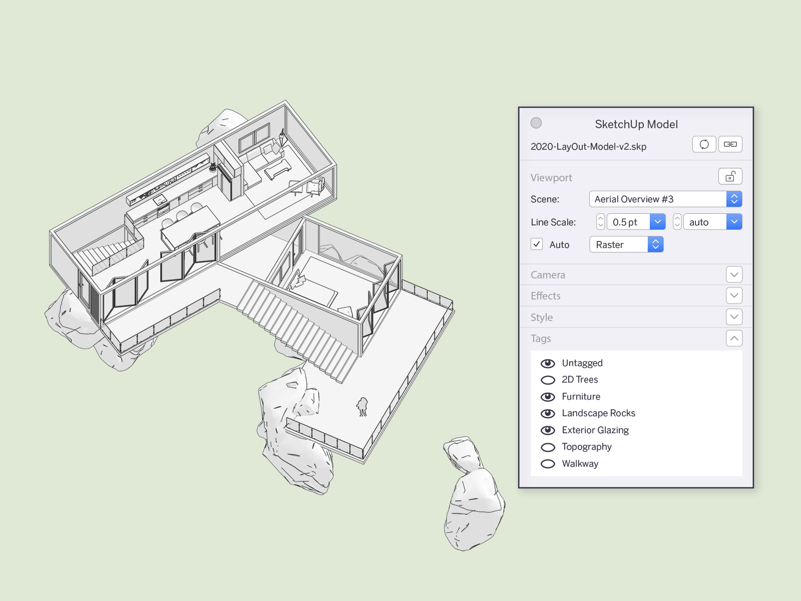 Controle de documento no SketchUp LayOut 2020. Imagem por Trible.