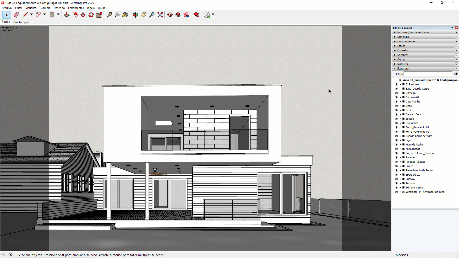 Ferramenta "Estrutura" no SketchUp 2020.