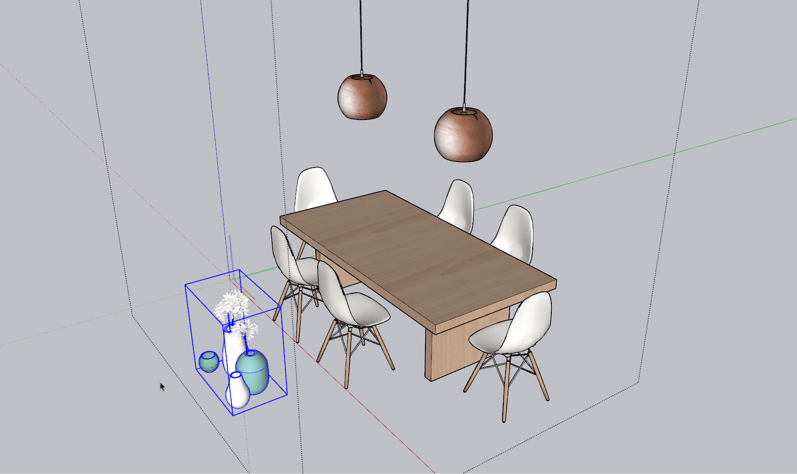 Travando eixos ao mover um objeto no SketchUp