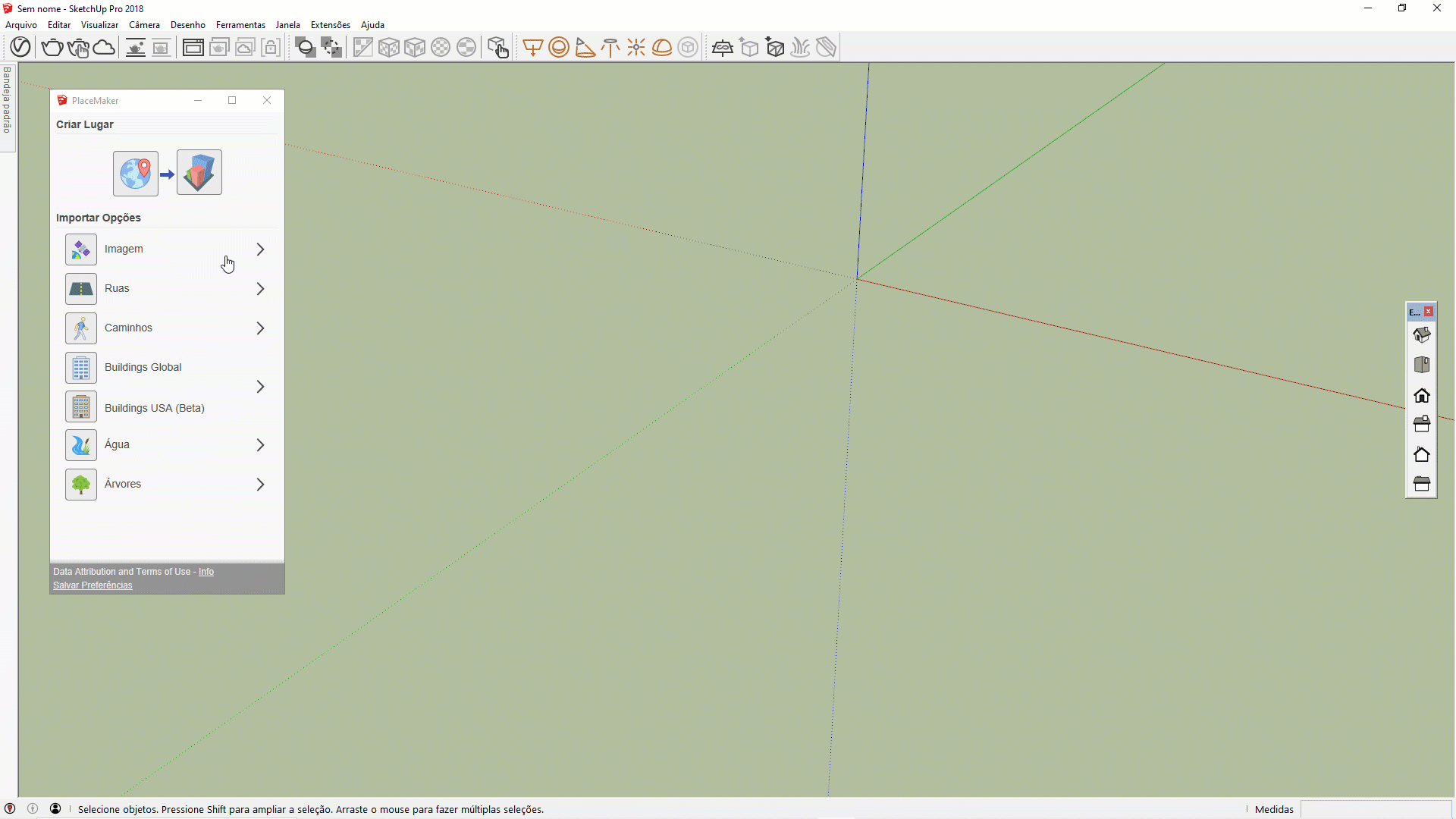 Criando objetos base para ruas e prédios a partir de um mapa geográfico com o plugin Place Maker