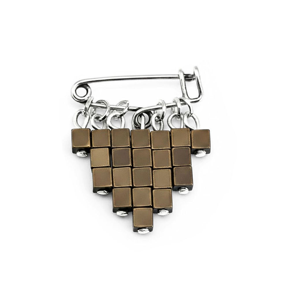 Broche épingle à nourrice CUBIK bronze