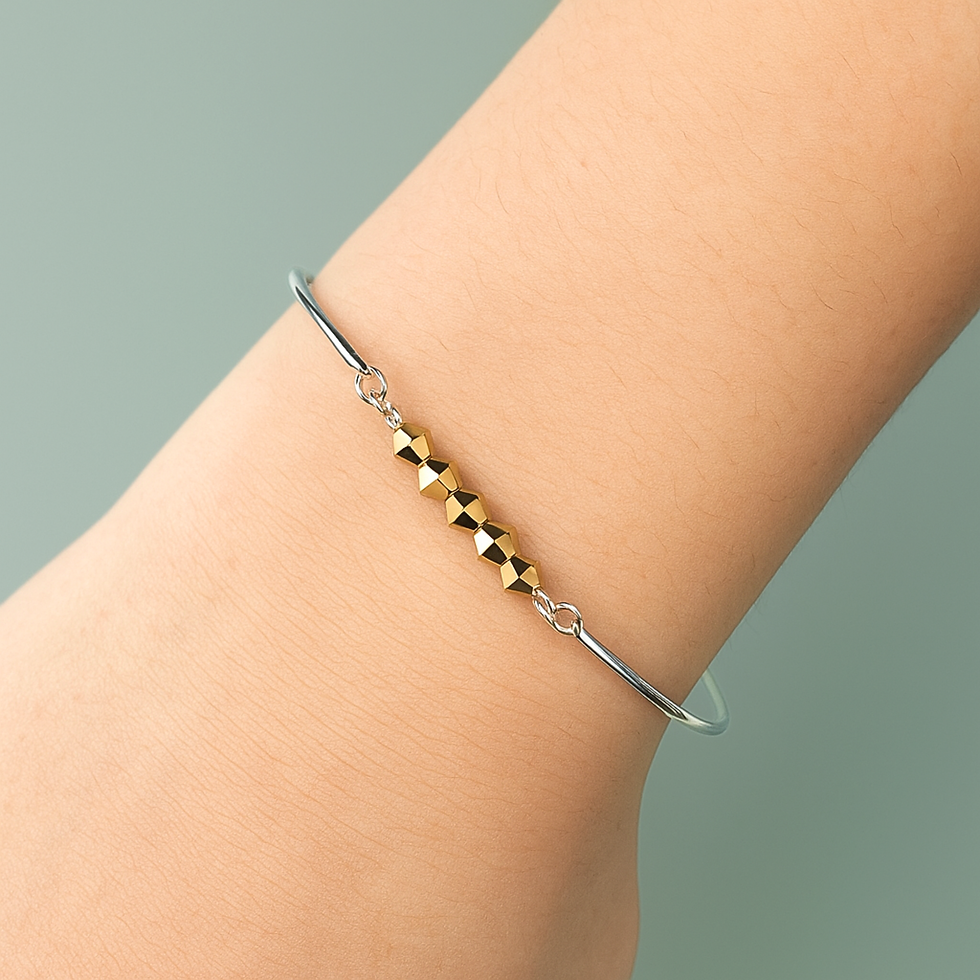 Bracelet jonc argent massif LOU or