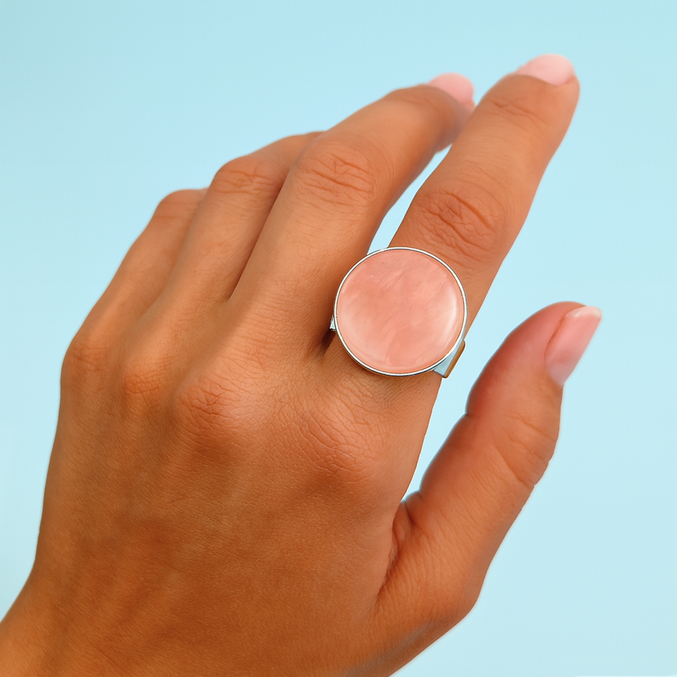 Bague argent massif et quartz rose FRED
