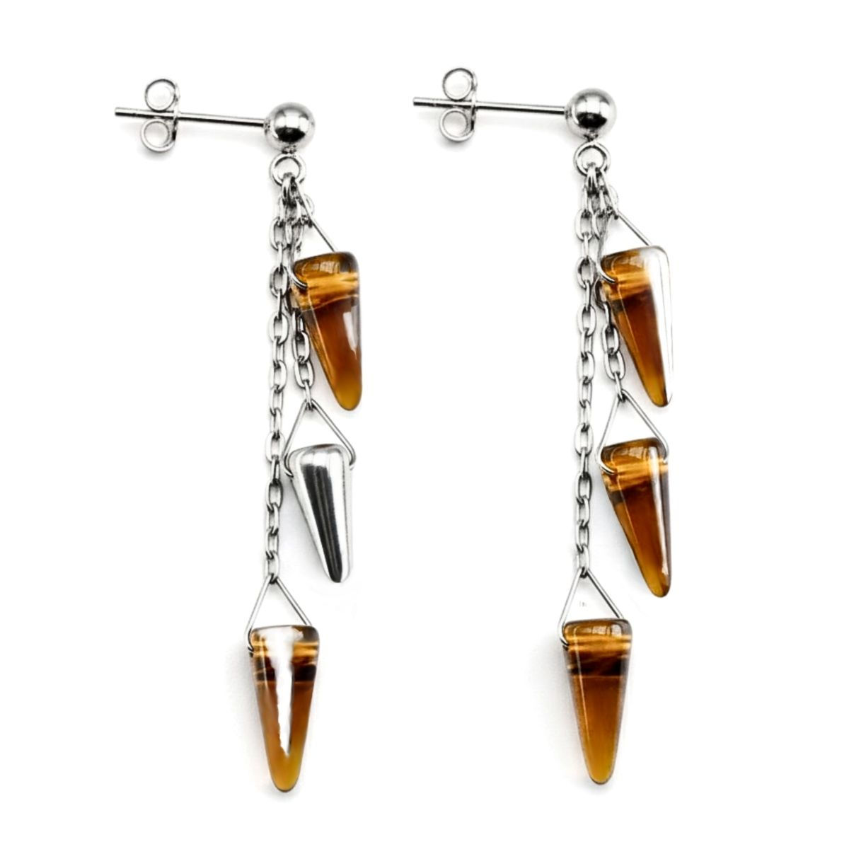 Boucles d'oreilles pendantes SPIKE topaze/argent