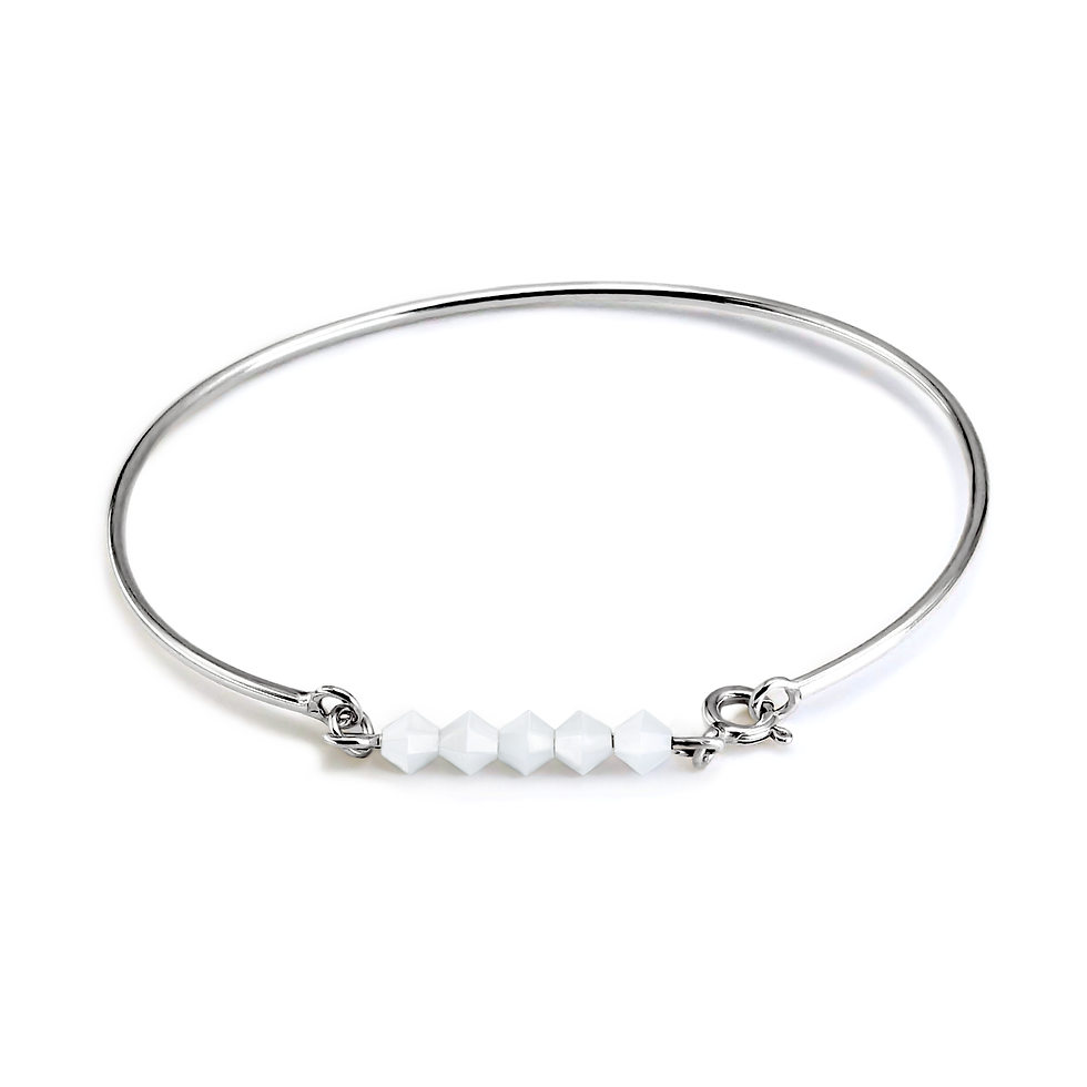 Bracelet jonc argent massif LOU blanc
