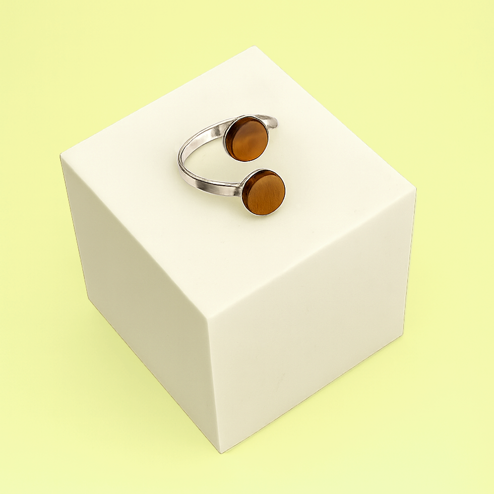 Miniature : Bague argent massif double cabochons oeil de tigre FRED
