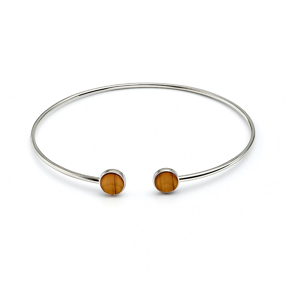 Bracelet jonc argent massif oeil de tigre FRED