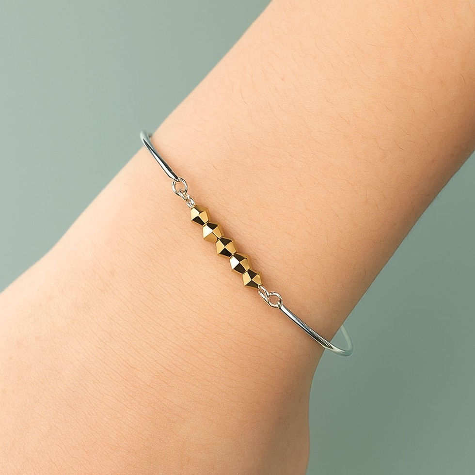 Bracelet jonc argent massif LOU or